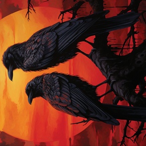36x54 blanket crows at sunset