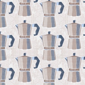 SMALL • Buongiorno Retro Italian coffee maker block prints • 2  blue taupe #coffeecore #coffeelover #coffemaker