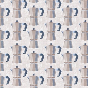 X-SMALL • Buongiorno Retro Italian coffee maker block prints • 2  blue taupe #coffeecore #coffeelover #coffemaker