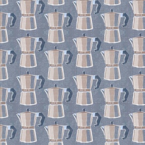 SMALL • Buongiorno Retro Italian coffee maker block prints • 3  muted blue and neutral #coffeecore #coffeelover #coffemaker