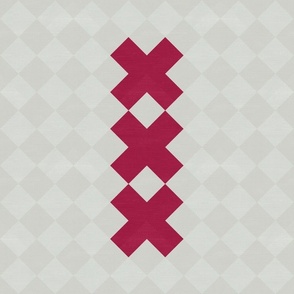 Amsterdam Triple Cross Check Tile Red on White