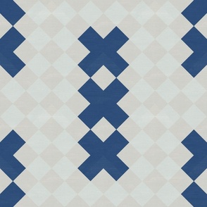 Amsterdam Triple Blue Cross on White Check Tile
