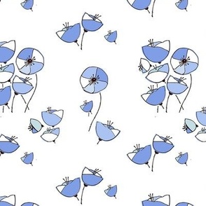 Blue poppies 6 inch repeat 