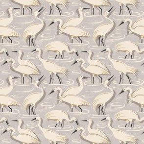 Crane Estuary - Birds Warm Gray Neutral Beige Small