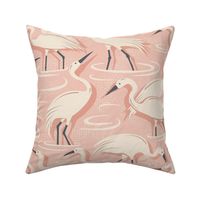 Crane Estuary - Birds Blush Pink Large