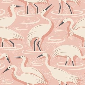 Crane Estuary - Birds Blush Pink Regular
