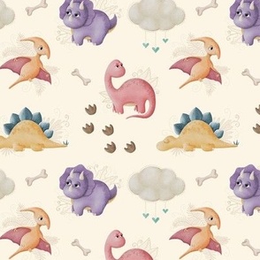 Cute Dinosaurs & Clouds