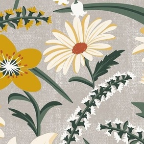 Wildflower Garden - Botanical Floral Summer Beige Ivory Yellow Large