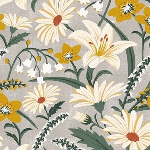 Wildflower Garden - Botanical Floral Summer Beige Ivory Yellow Regular