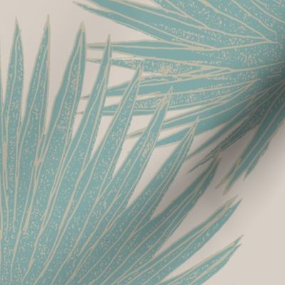 Palmetto Leaves in Sugar Bag Blue and Beige