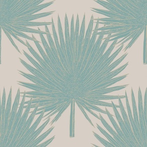 Palmetto Leaves in Sugar Bag Blue and Beige