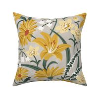 Wildflower Garden - Botanical Floral Summer Beige Yellow Large