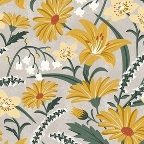 Wildflower Garden - Botanical Floral Summer Beige Yellow Regular