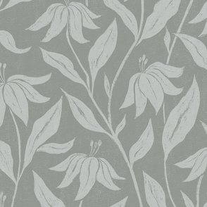 Climbing Lilies - textured sage green - large