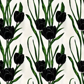 Black Tulip Field Abstract Goth Floral