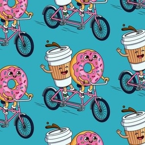 Sweet Ride Together: Donut & Coffee Tandem Adventure Blue