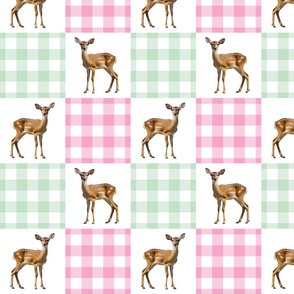 2 fawns pink and green plaid