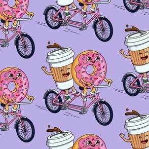 Donut and Coffee: Best Friends on a Tandem Bike Lavender