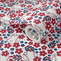 Medium Scale Team Spirit Baseball Floral in Los Angeles Dodgers Red and Blue