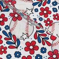 Large Scale Team Spirit Baseball Floral in Los Angeles Dodgers Red and Blue