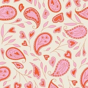 S Valentines Day Heart Paisley_Pink and Red