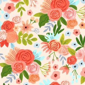 Large Peachy Floral