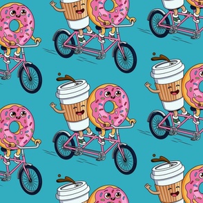 Cute Coffee & Doughnut Bike Ride: Sweet Cycle on Blue