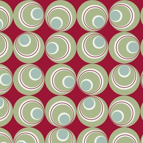 Retro circles in a grid red and green