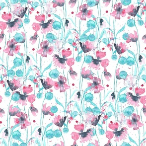 Daisies Turquoise and Pink