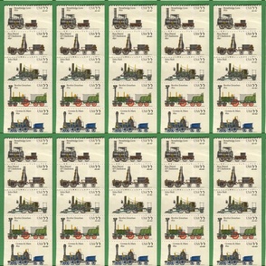 train stamp-green