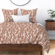 LARGE CLASSIC  BOTANICAL TEXTURED AUTUMNAL CLIMBING LEAVES-BROWN+LINEN CREAM