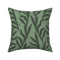 LARGE CLASSIC  BOTANICAL TEXTURED AUTUMNAL CLIMBING LEAVES IN FOREST GREENS AND LINEN CREAM