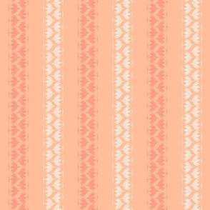 (small) vertical peach pink and off-white floral and dotted stripes on peach orange/ Peach Pink and Pristine on  Peach Fuzz background / color of the year 2024 / Pantone Peach Plethora Palette // small scale