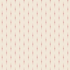 (small) vertical dusty pink dotted stripes on off-white ecru / Peach Blossom on Pristine background / Pantone Peach Plethora Palette // small scale