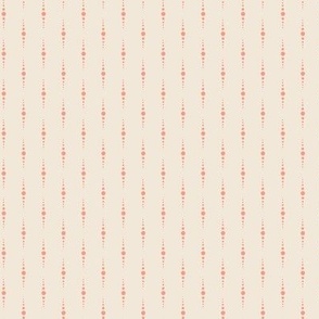 (small) vertical peach dotted stripes on off-white ecru / Peach Pink on Pristine background / Pantone Peach Plethora Palette // small scale