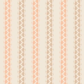 (small) vertical peach and beige floral and dotted stripes on off-white / Peach Fuzz and Honey Peach on Pristine background / color of the year 2024 / Pantone Peach Plethora Palette // small scale