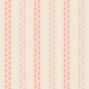 (small) vertical pink and beige floral and dotted stripes on off-white / Peach Perl on  Peach Pink on Pristine background / color of the year 2024 / Pantone Peach Plethora Palette // small scale