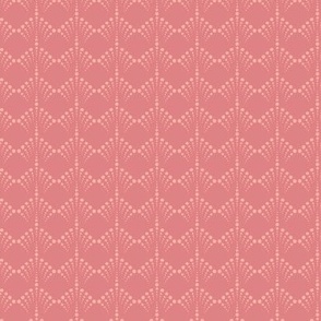(small) dotted dusty pink diamond lace on coral pink / Peach Perl on Peach Blossom background / Pantone Peach Plethora Palette // small scale