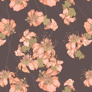 Wili Wili Flowers with a Mocha Brown Background