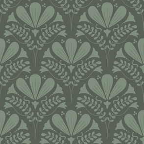 Floral Green Forest Art Deco