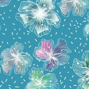 Abstract flowers on beautiful light blue tones