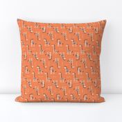 [Small] Stamped Giraffes Zebras Bidirectional - Coral: Contemporary cute minimal childhood-inspired animal print for kids, boys, baby, nursery