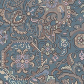 Mansour Muted Blue and Tan