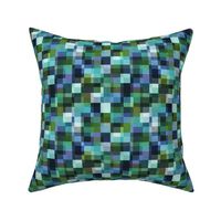 Modern Check in Forest Green, Indigo Blue and Purple Small