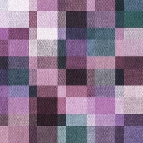 Modern Check in Plum Purple, Mauve, Green and Lilac Large