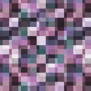 Modern Check in Plum Purple, Mauve, Green and Lilac Small