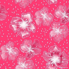 Hot pink abstract flowers retro 