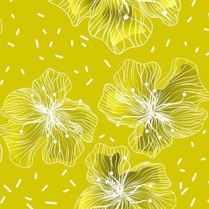 Olive yellow floral rretro pattern
