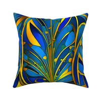 blue and gold abstrac art deco