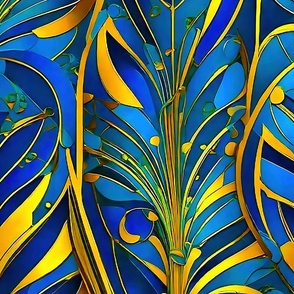 blue and gold abstrac art deco